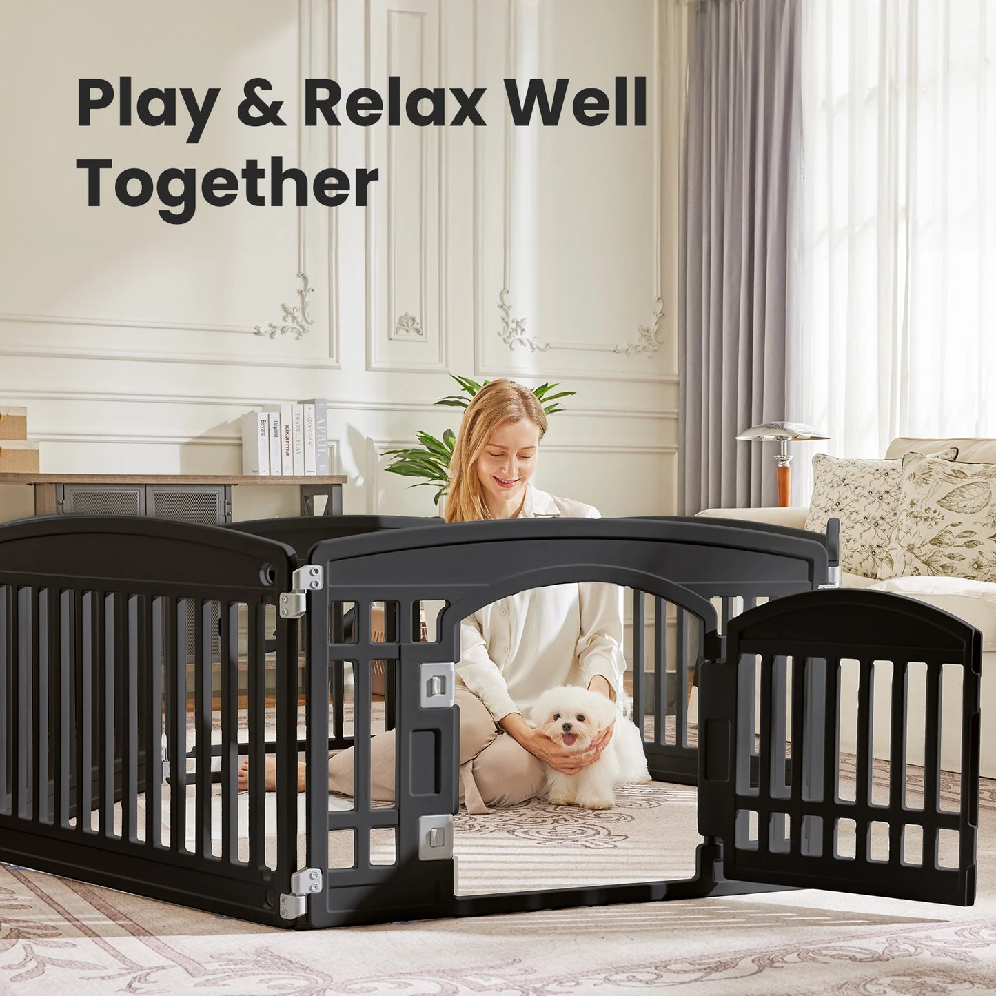 6 Panel Dog Playpen Safe & Secure Indoor/Outdoor Pet Fence