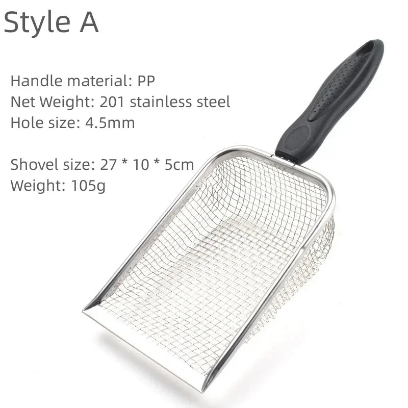 Pet Waste Shovel Long Handle Stainless Steel Metal