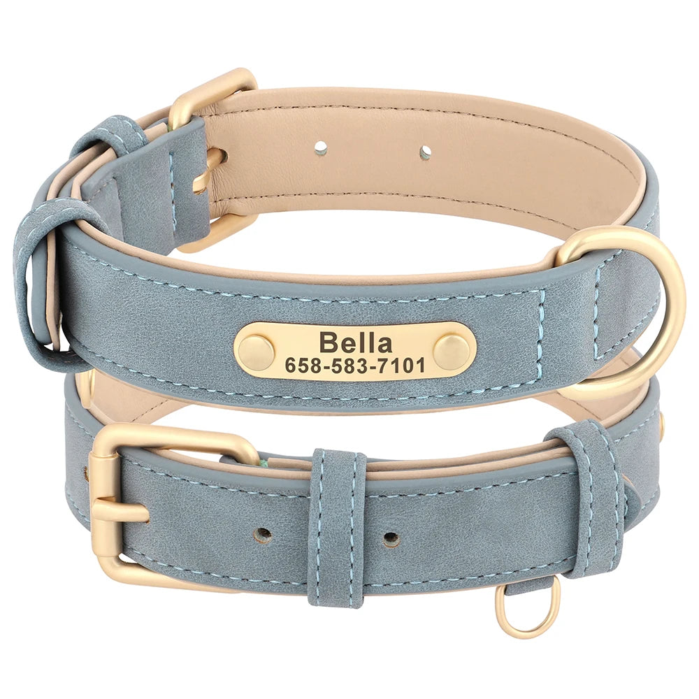 Personalized Dog Collar Custom PU Leather Dog Collars