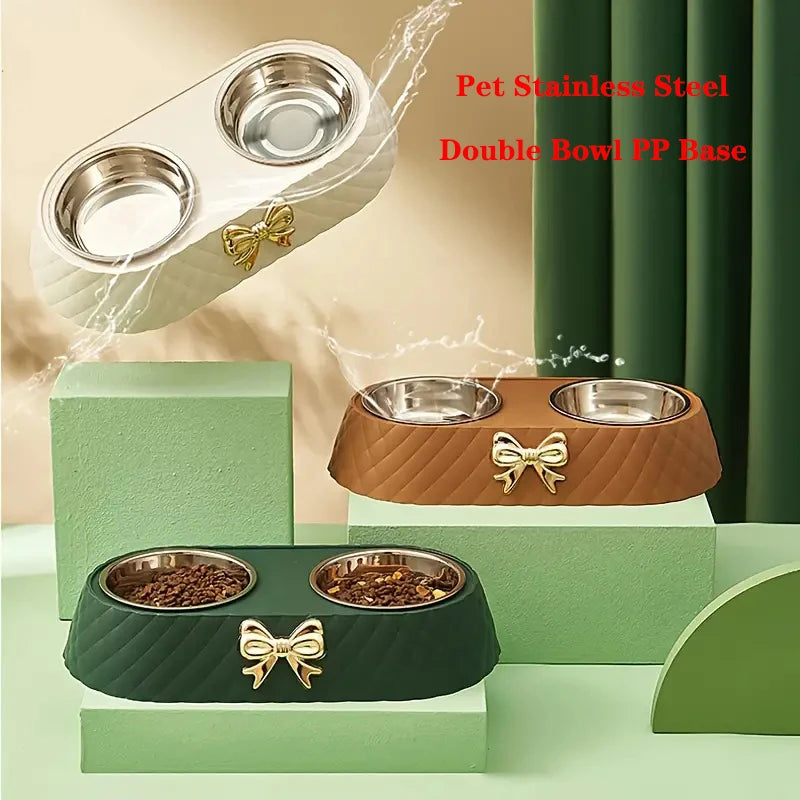 Pet Supplies Bow tie- food and water dish