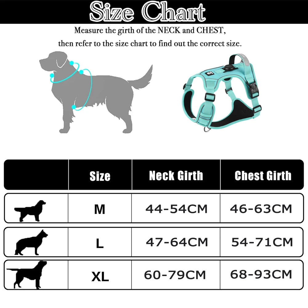 AirTag Dog Harness Heavy Duty Reflective Dog Vest Harness with Air Tag Case for Medium Large Dogs Pet Harness Dog Supplies