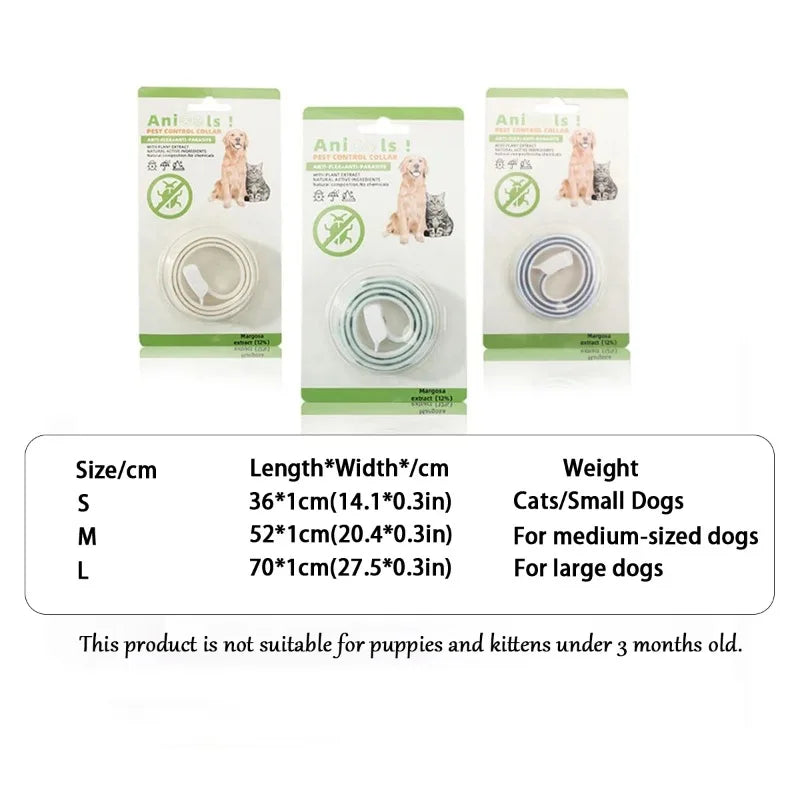 Adjustable Anti-Parasite Collar - Flea & Mosquito Protection for Pets 3 Sizes for Pets Functional Style Collars Nylon Material