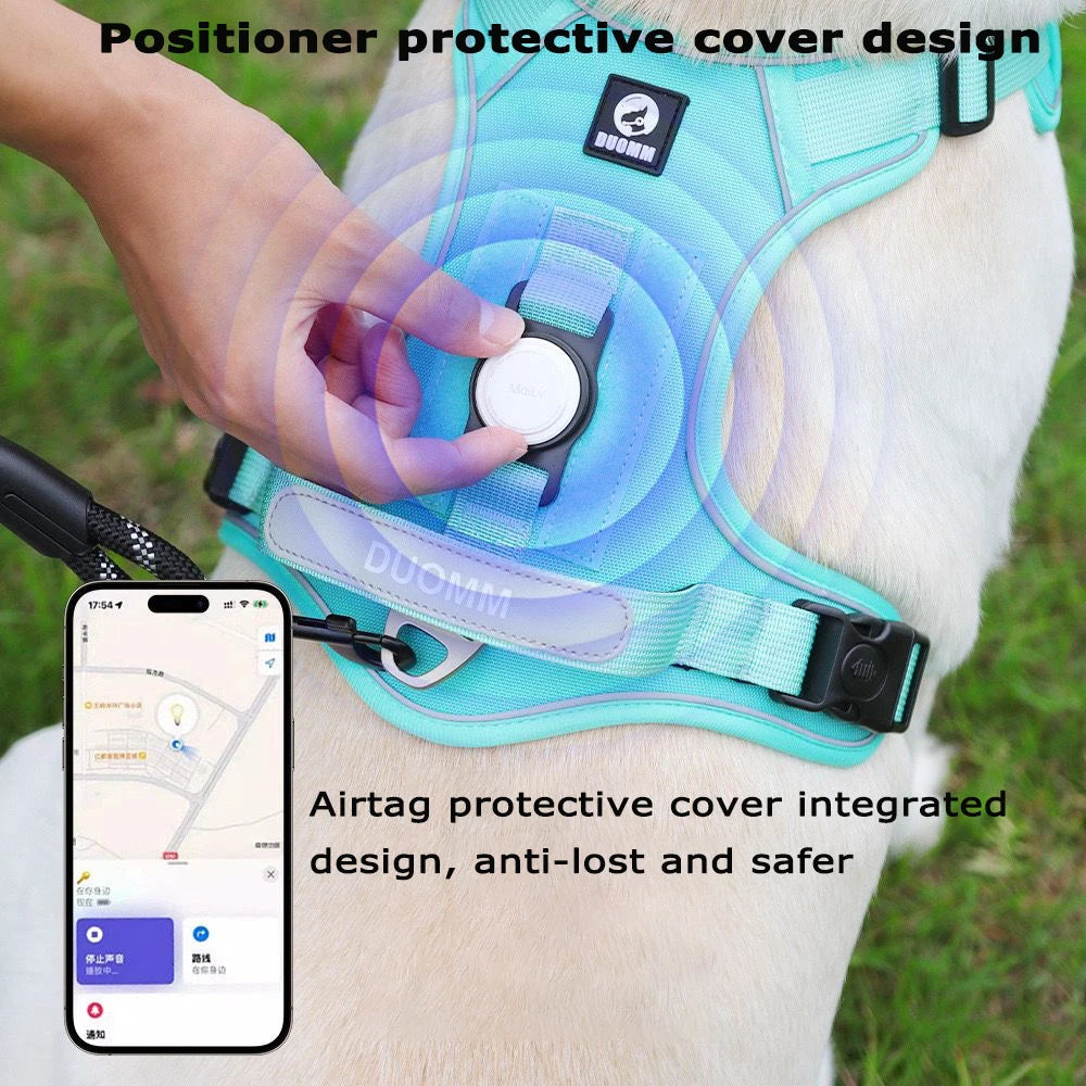 AirTag Dog Harness Heavy Duty Reflective Dog Vest Harness with Air Tag Case for Medium Large Dogs Pet Harness Dog Supplies