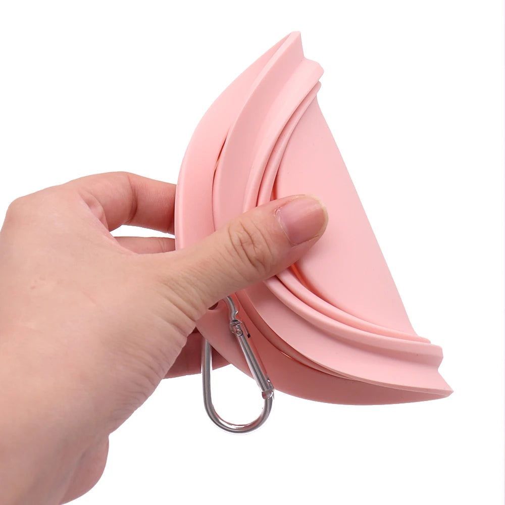 Collapsible Pet Silicone Dog Food Water Bowl Macaron Color Outdoor Travel Portable Folding Supplies Dishes with Carabiner
