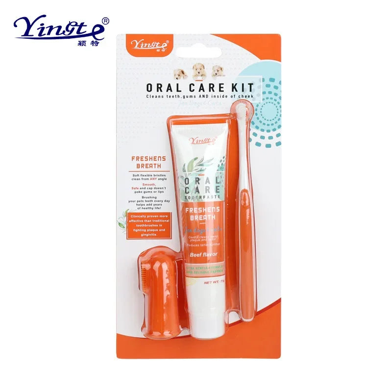 Universal Toothpaste Toothbrush Set Dog Gum Care Products Kit Pet Cleaning Tools Kit Reduces Plaque & Tartar Buildup for Pet