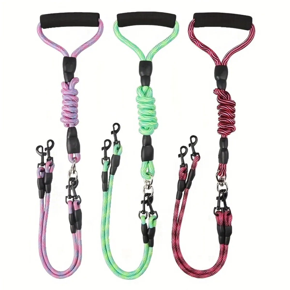 Pet dual head dog walking rope- one drag two traction rope,