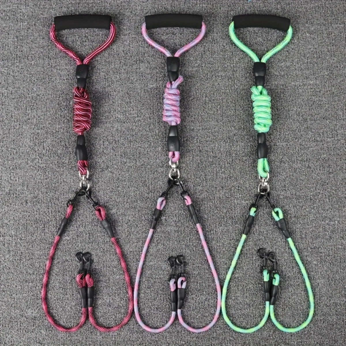 Pet dual head dog walking rope- one drag two traction rope,