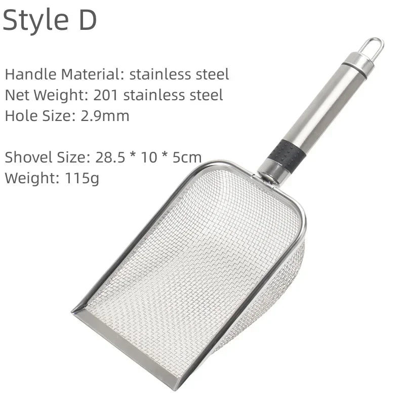 Pet Waste Shovel Long Handle Stainless Steel Metal