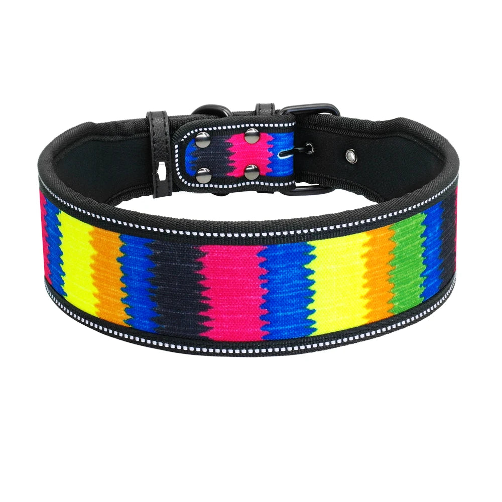 Reflective Nylon Dog Collar Adjustable Pet Collars For Medium Large Dogs Pitbull German Shepherd S M L