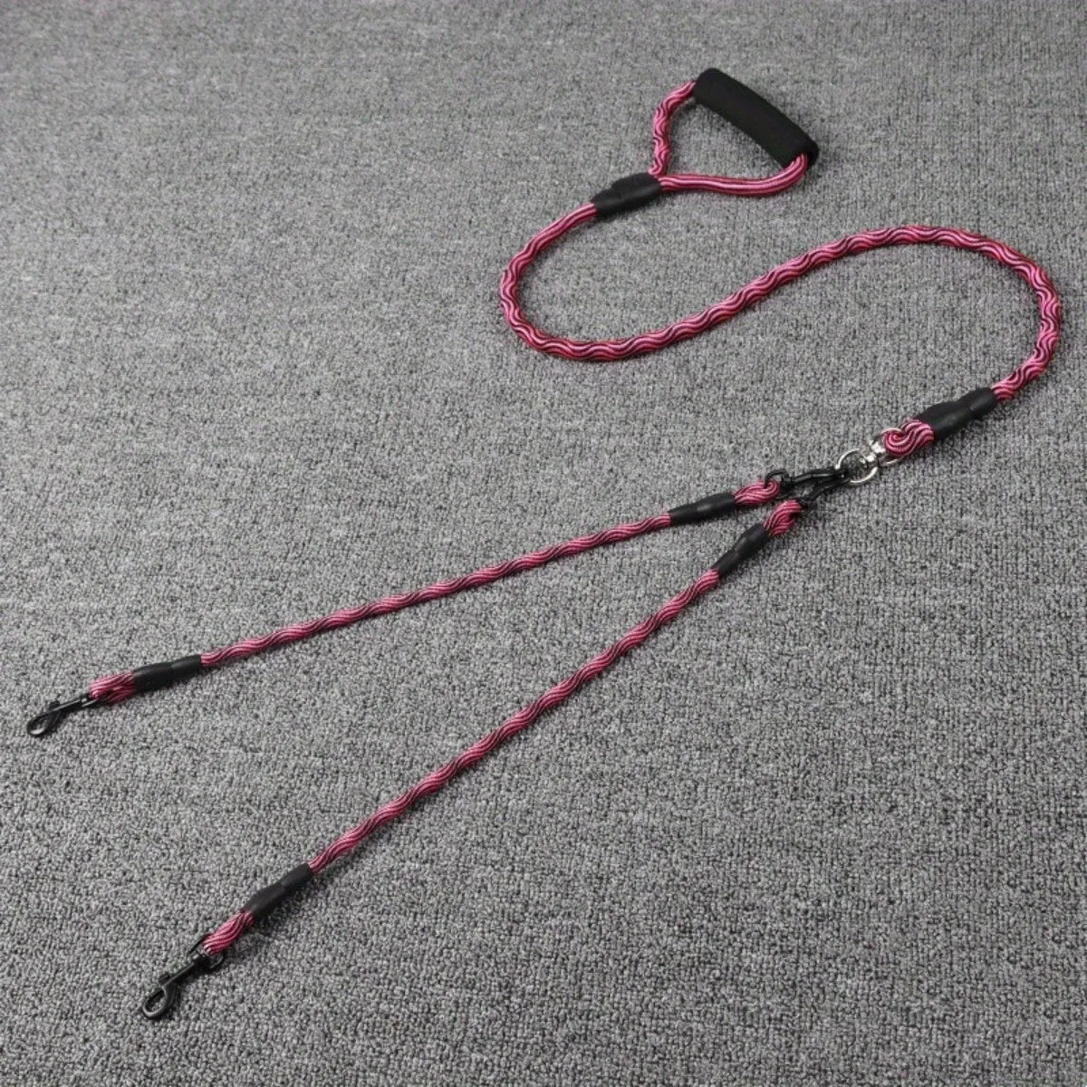 Pet dual head dog walking rope- one drag two traction rope,