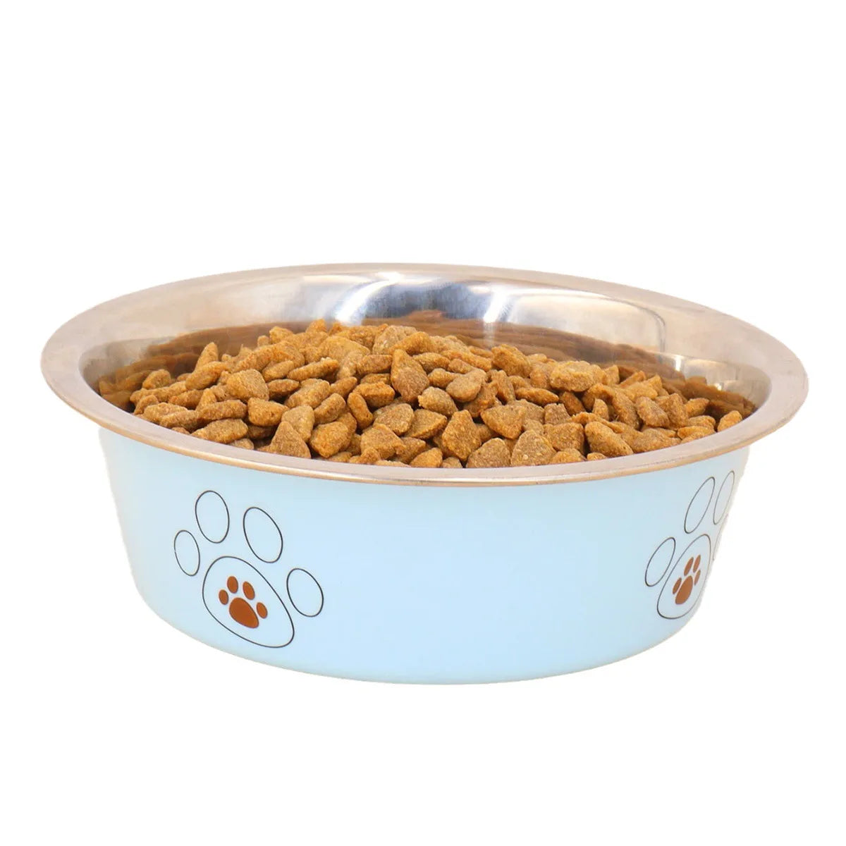 Popular stainless steel footprint dog bowl anti-tip non-slip cat bowl dog bowl cartoon pet bowl cat supplies cute cat bowl