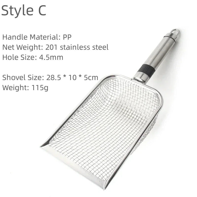 Pet Waste Shovel Long Handle Stainless Steel Metal