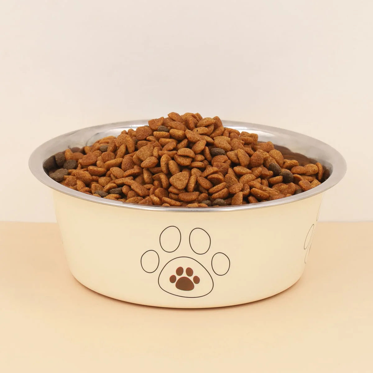 Popular stainless steel footprint dog bowl anti-tip non-slip cat bowl dog bowl cartoon pet bowl cat supplies cute cat bowl