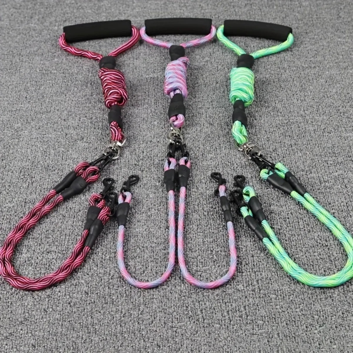 Pet dual head dog walking rope- one drag two traction rope,