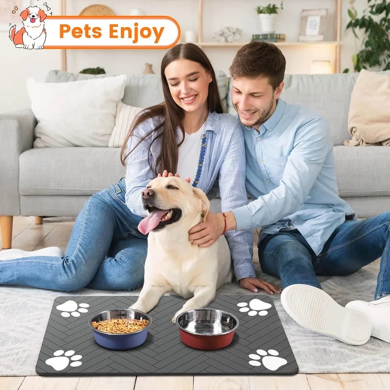 Pet Feeding Mat For Dogs Food Bowl Pad Drinking Feeding Placemat Quick Dry Waterproof Floor Mats For  Dog Cat  Feeder Bowl Pad