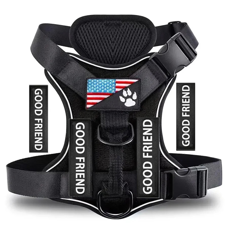 Dog Harness, Reflective Dog Vest Harness With 5PCS Patches, Adjustable Soft Oxford Pet Harness, Inner Layer Mesh, Easy T