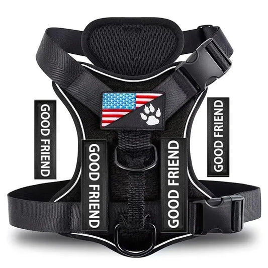 Dog Harness, Reflective Dog Vest Harness With 5PCS Patches, Adjustable Soft Oxford Pet Harness, Inner Layer Mesh, Easy T
