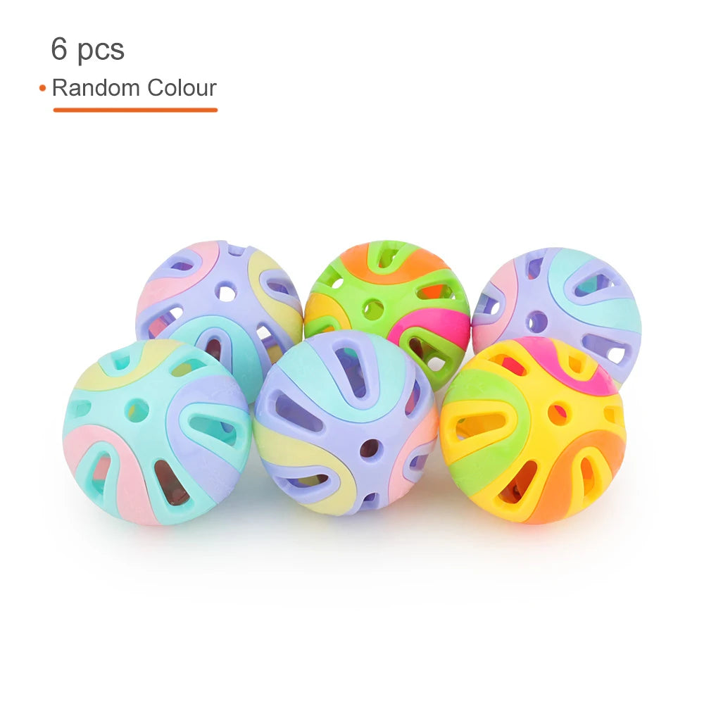 6pcs Random Bell Plastic Ball Cat Toy