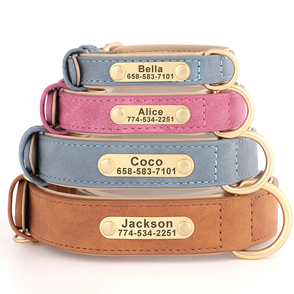 Personalized Dog Collar Custom PU Leather Dog Collars