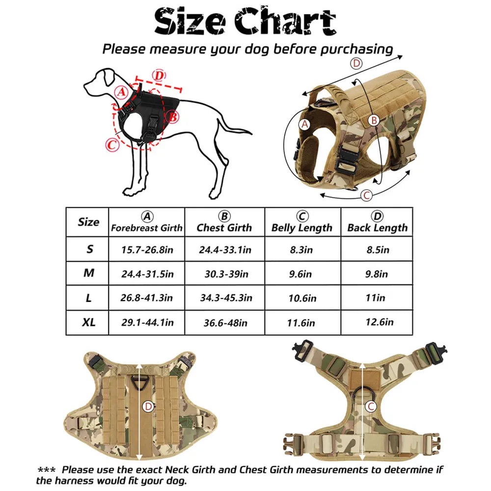 Harness Collar Leash Set Military Dog Harnesses