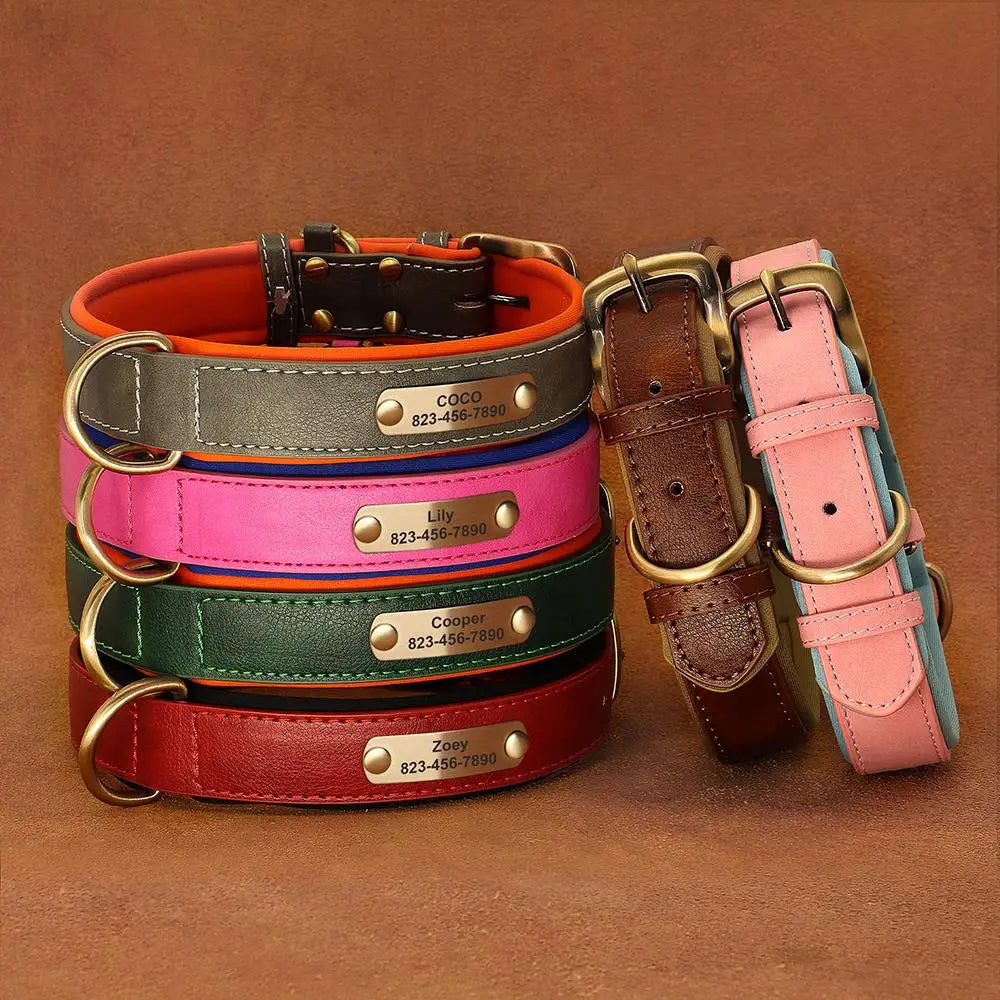 Personalized Dog Collar Custom PU Leather Dog Collars