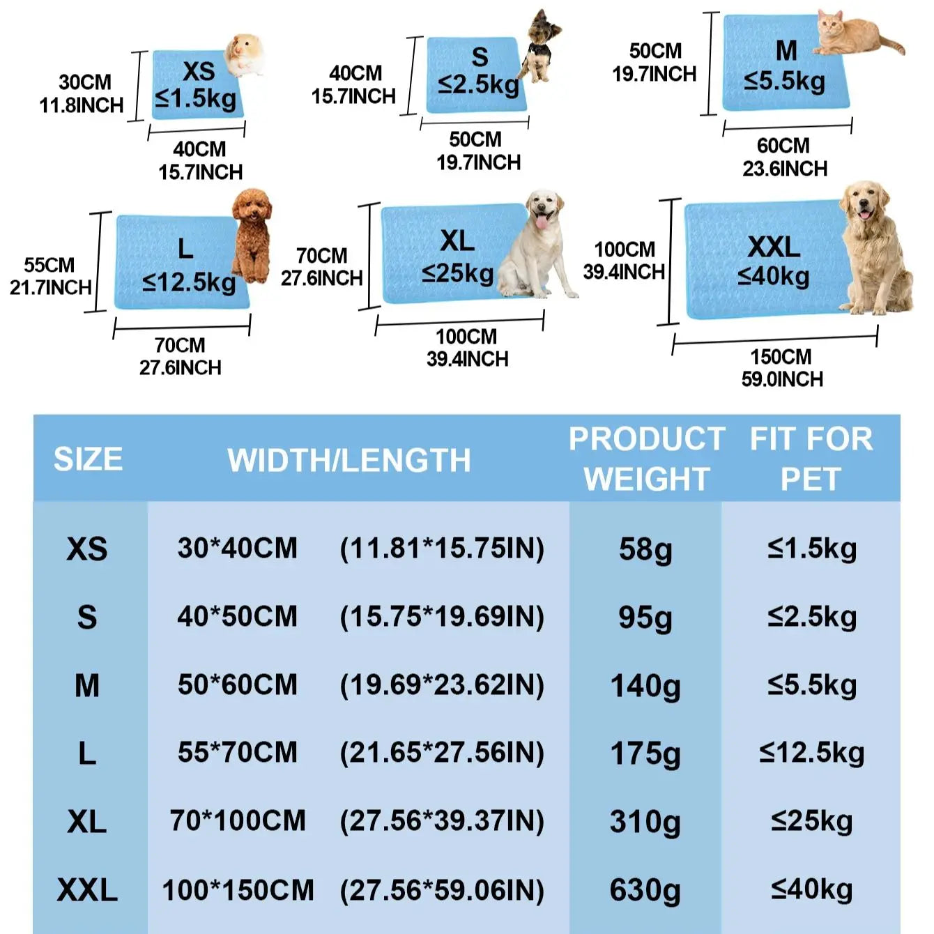 Dog Cooling Mat Summer Cool Dog Sleeping Pad for Small Medium Large Dogs Breathable Washable Pet Dogs Accessories