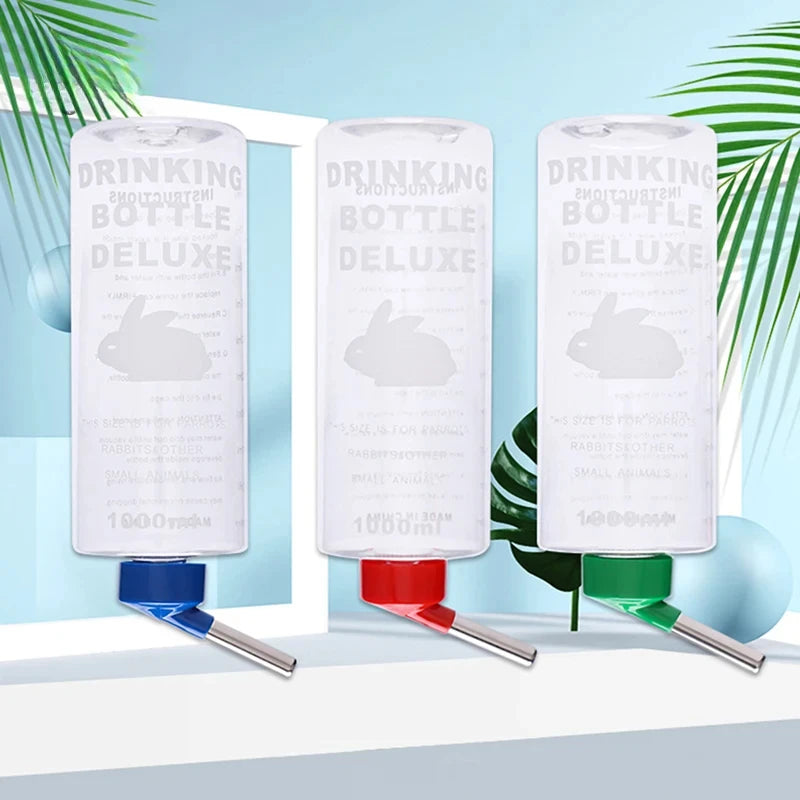 1 pc Random 1000ml Rabbit Drinking Plastic Water Bottle Dispenser Feeder Hanging Pet Guinea Pig Squirrel Rabbit Drinking Bottle