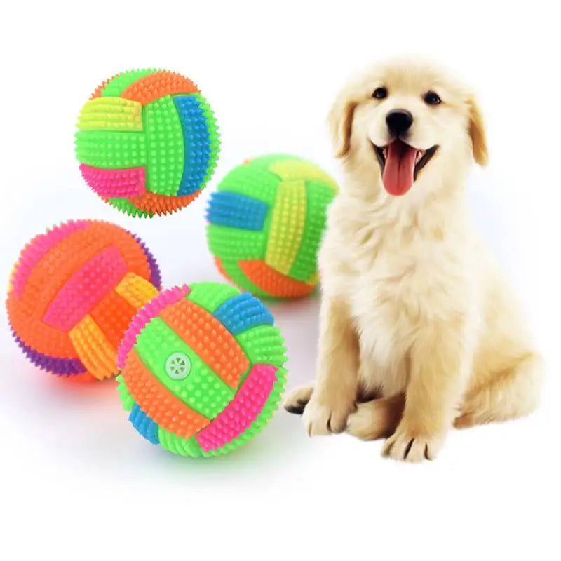 Luminous Elastic Activation Sound Ball Toy Massage Ball with Whistle Dog Chew Bouncy Ball Soccer Glowing Children Pet Toys