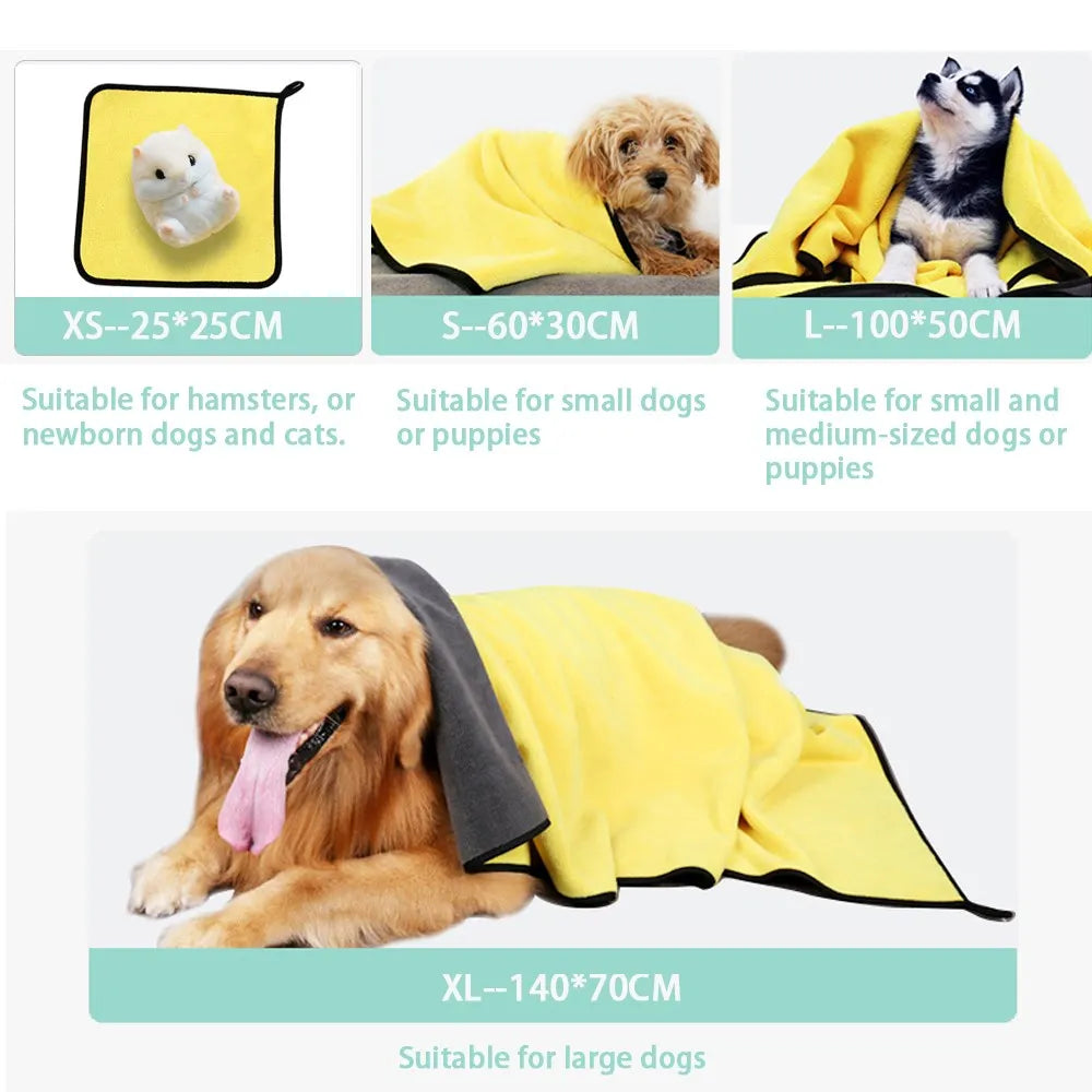 Quick Drying Dog And Cat Towels Soft Fiber Towels Absorbent Bath Towel