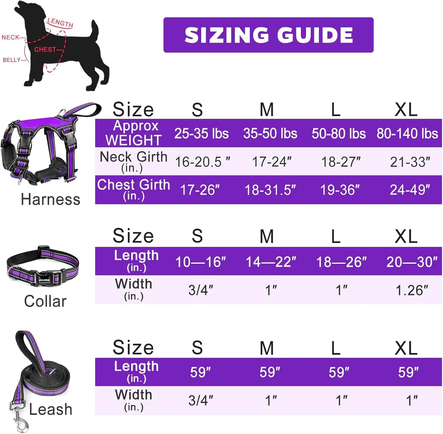 Collar and Leash Set All-in-one Reflective Dog Harness