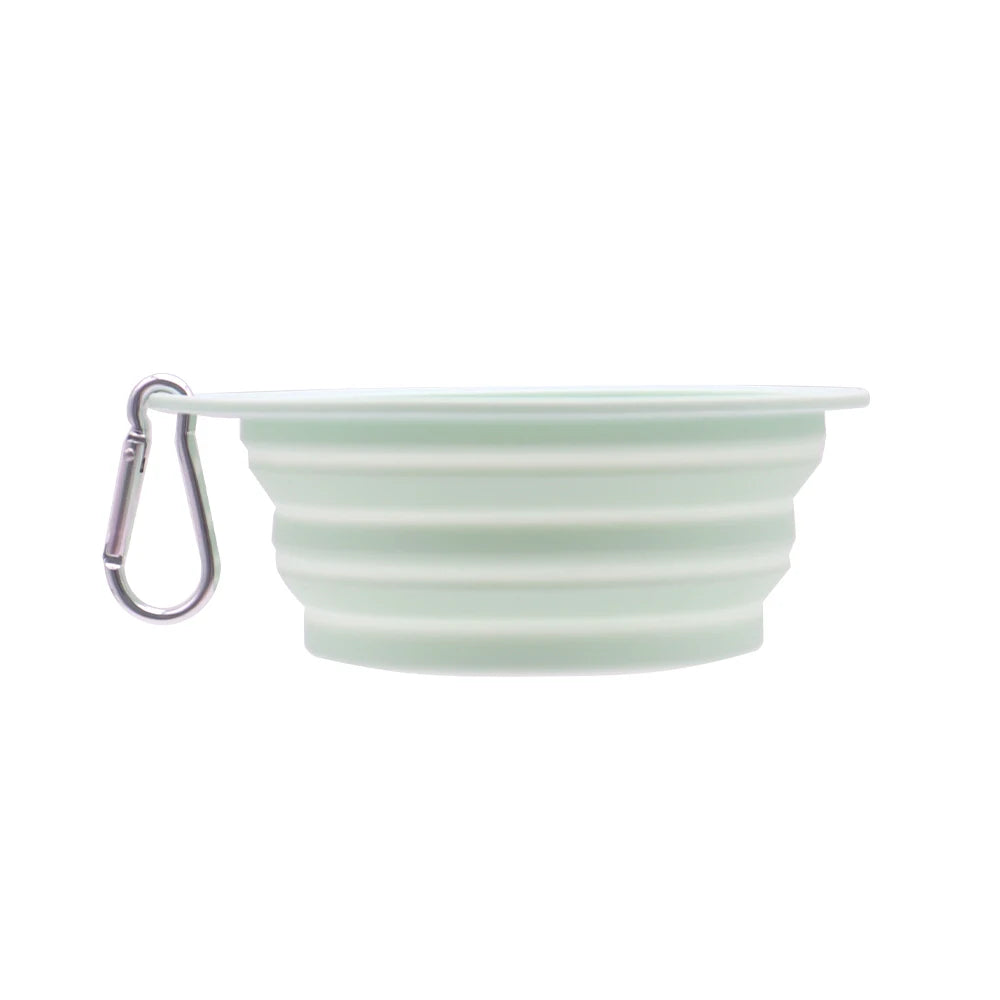 Collapsible Pet Silicone Dog Food Water Bowl  Macaron Color Outdoor Travel Portable Folding Supplies Dishes with Carabiner