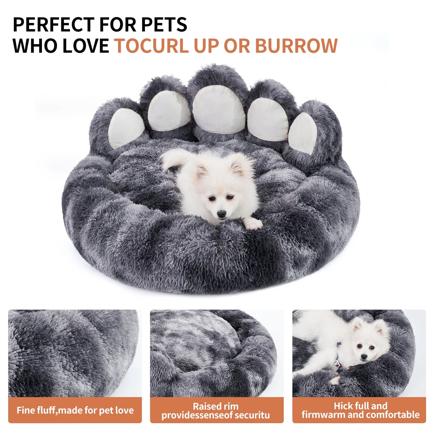 Cozy Comfy Pet Dog Bed Paw Shape Warm