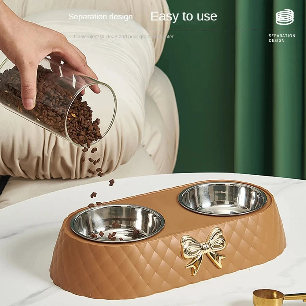 Pet Supplies Bow tie- food and water dish