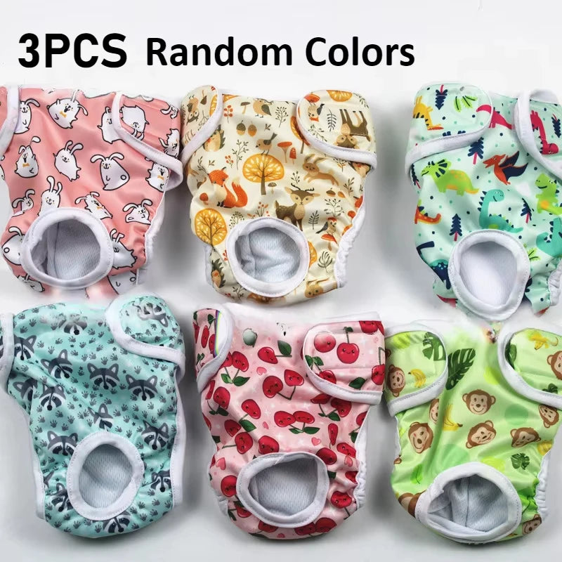 1/3pcs Washable Female Dog Diapers Size Adjustable Pet Physiological Pant for Female Dog Period Reusable Dog Panties RandomColor