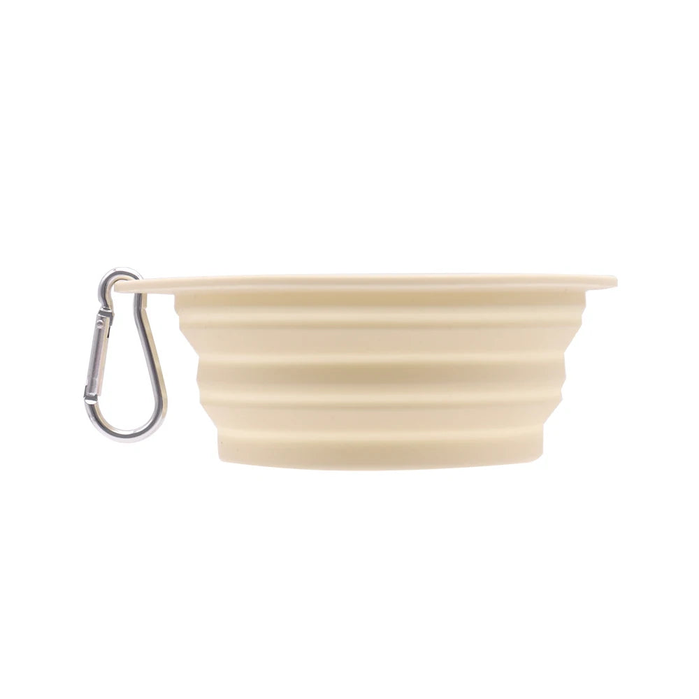 Collapsible Pet Silicone Dog Food Water Bowl  Macaron Color Outdoor Travel Portable Folding Supplies Dishes with Carabiner