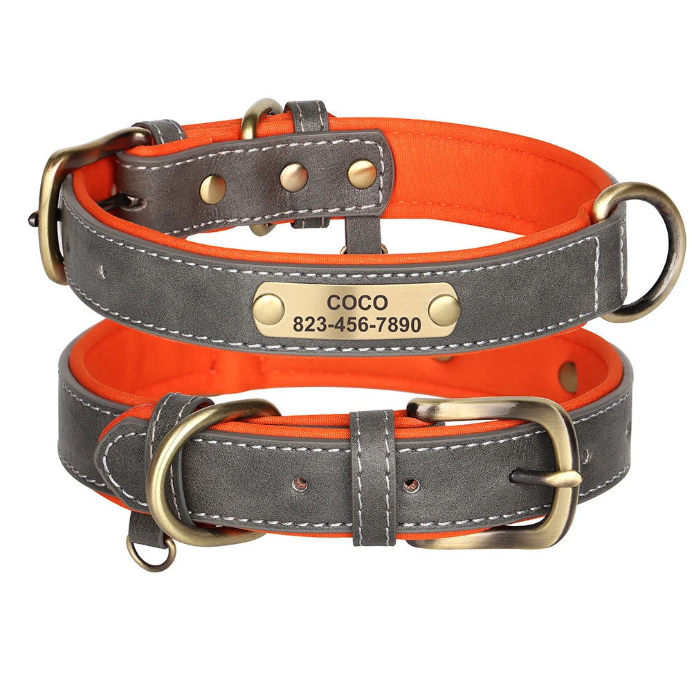Personalized Dog Collar Custom PU Leather Dog Collars