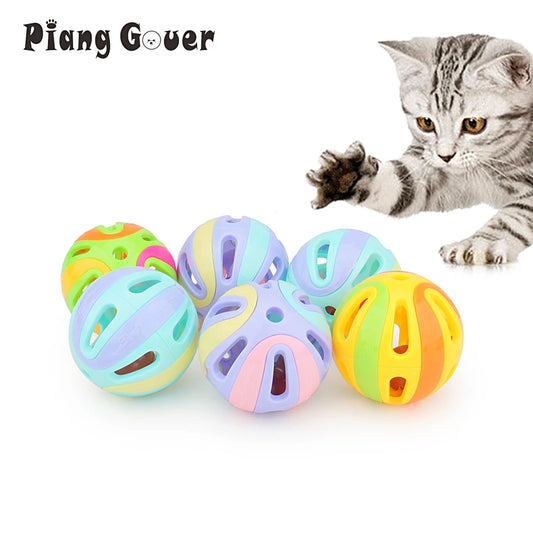 6pcs Random Bell Plastic Ball Cat Toy