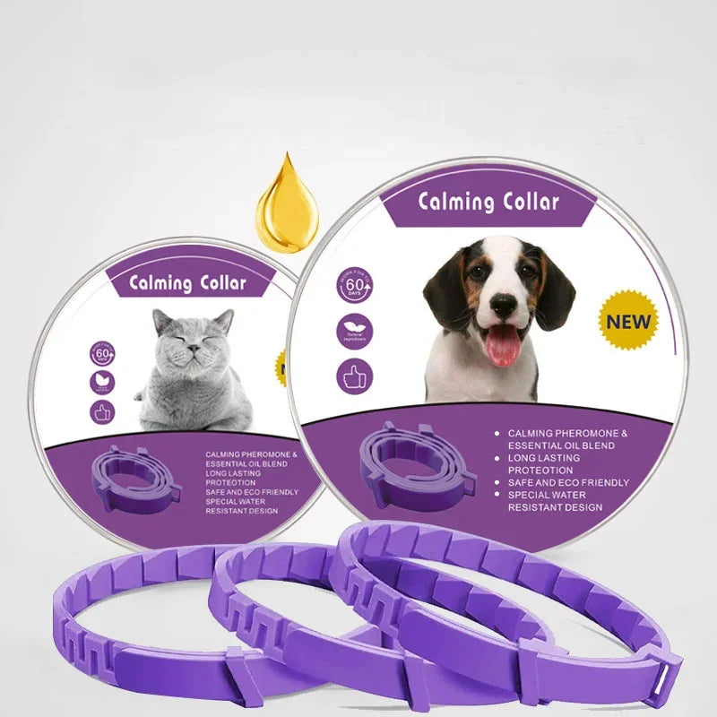 Calming Collar for Cats Pet Calming Pheromone Collar for Cats Dogs Calming Collar for Anxiety Effective Relieve Anxiety Stress