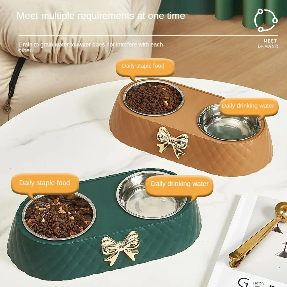 Pet Supplies Bow tie- food and water dish