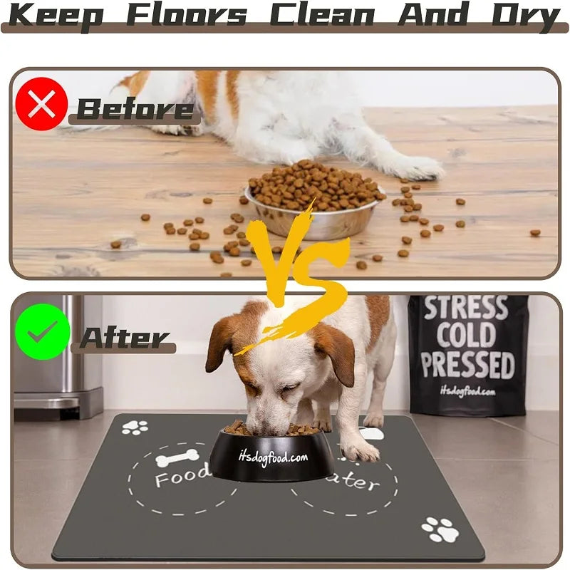 Pet Feeding Mat For Dogs Food Bowl Pad Drinking Feeding Placemat Quick Dry Waterproof Floor Mats For  Dog Cat  Feeder Bowl Pad