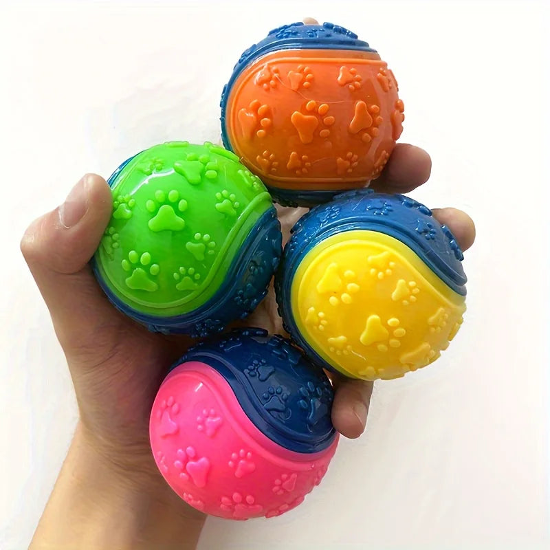 2-Pack Striped Squeaky Dog Balls,Durable TPR Chew Toys for Dental Health & Training,Non-Toxic,Bite-Resistant,All Breed Sizes