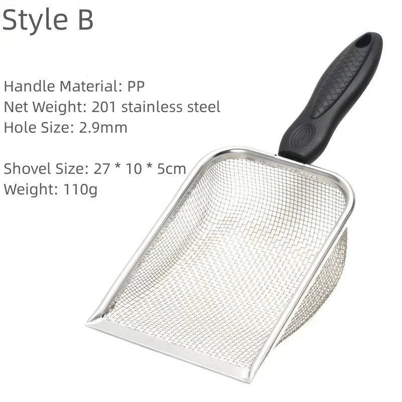 Pet Waste Shovel Long Handle Stainless Steel Metal