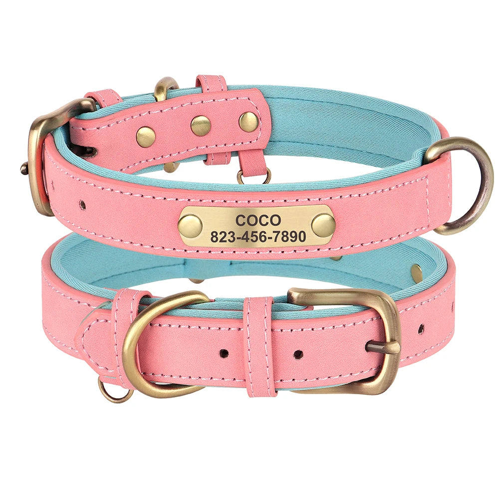Personalized Dog Collar Custom PU Leather Dog Collars