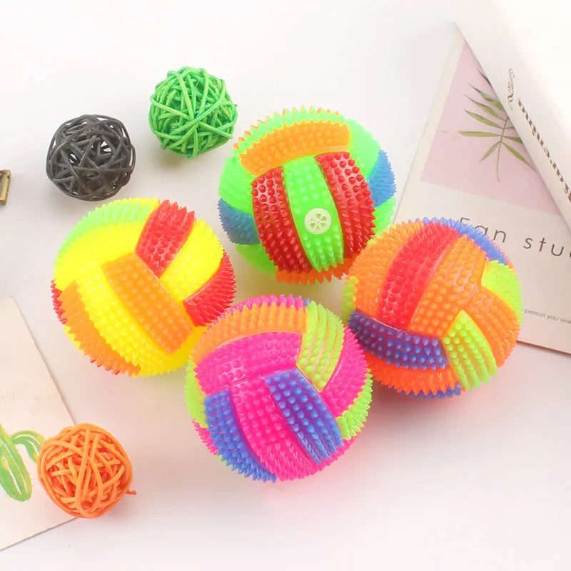 Luminous Elastic Activation Sound Ball Toy Massage Ball with Whistle Dog Chew Bouncy Ball Soccer Glowing Children Pet Toys