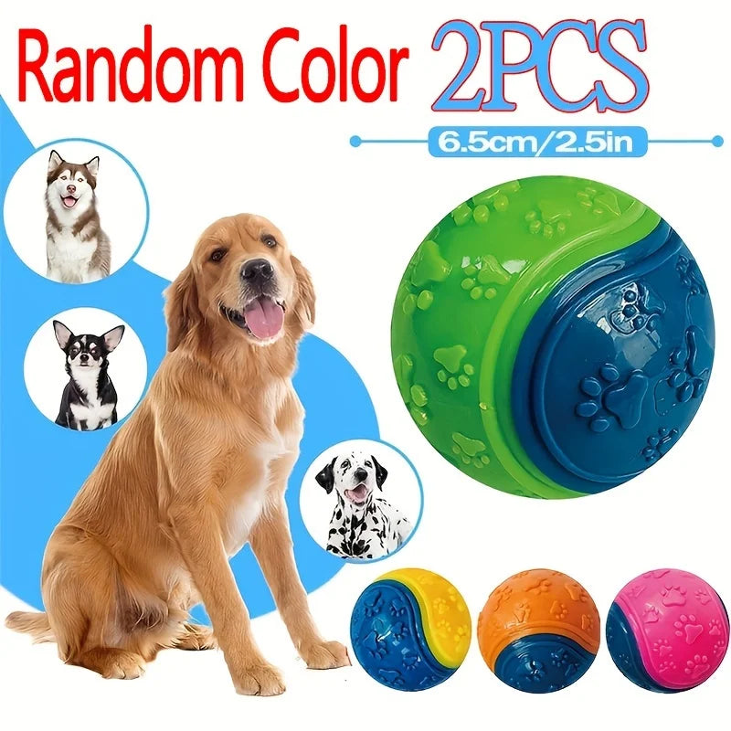 2-Pack Striped Squeaky Dog Balls,Durable TPR Chew Toys for Dental Health & Training,Non-Toxic,Bite-Resistant,All Breed Sizes