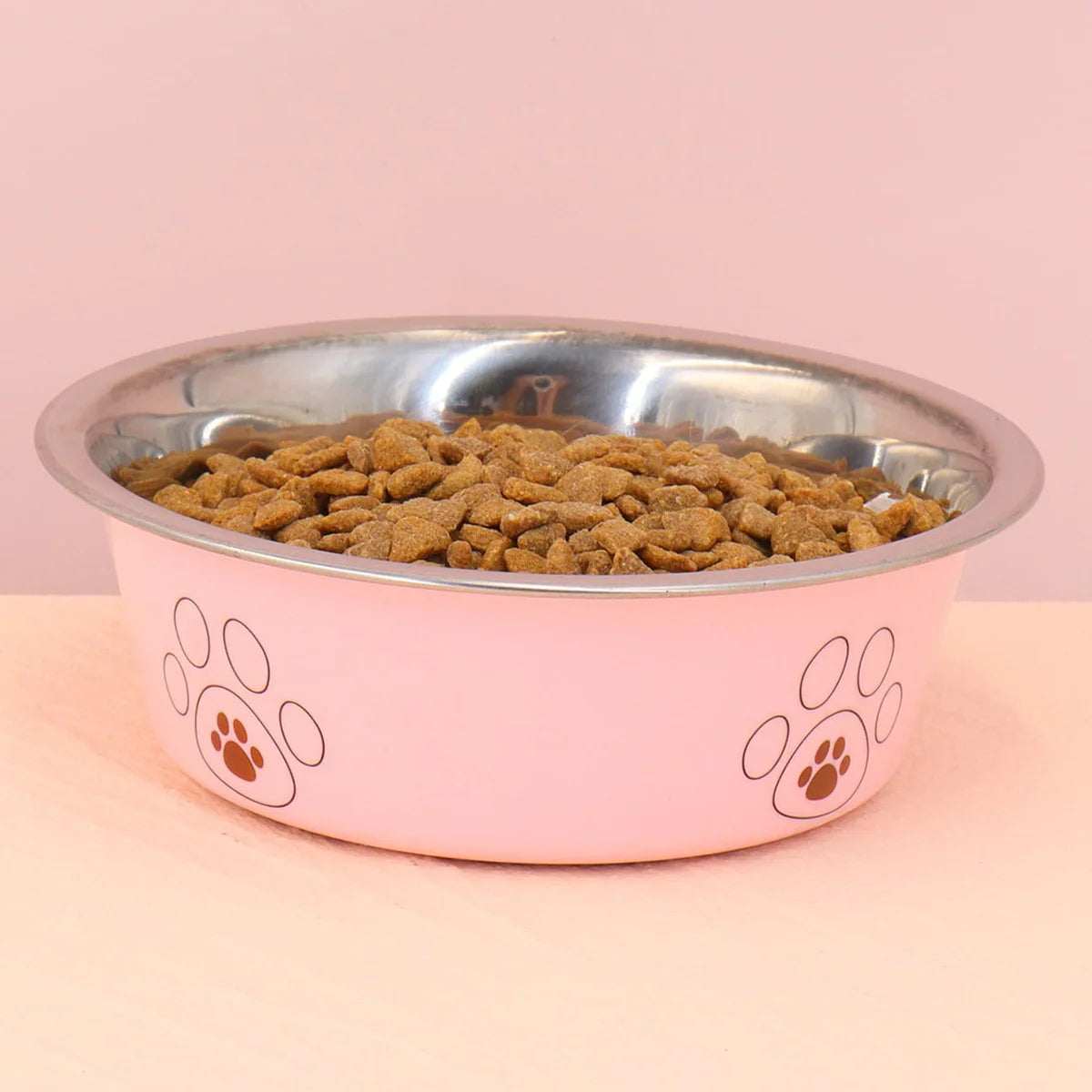 Popular stainless steel footprint dog bowl anti-tip non-slip cat bowl dog bowl cartoon pet bowl cat supplies cute cat bowl