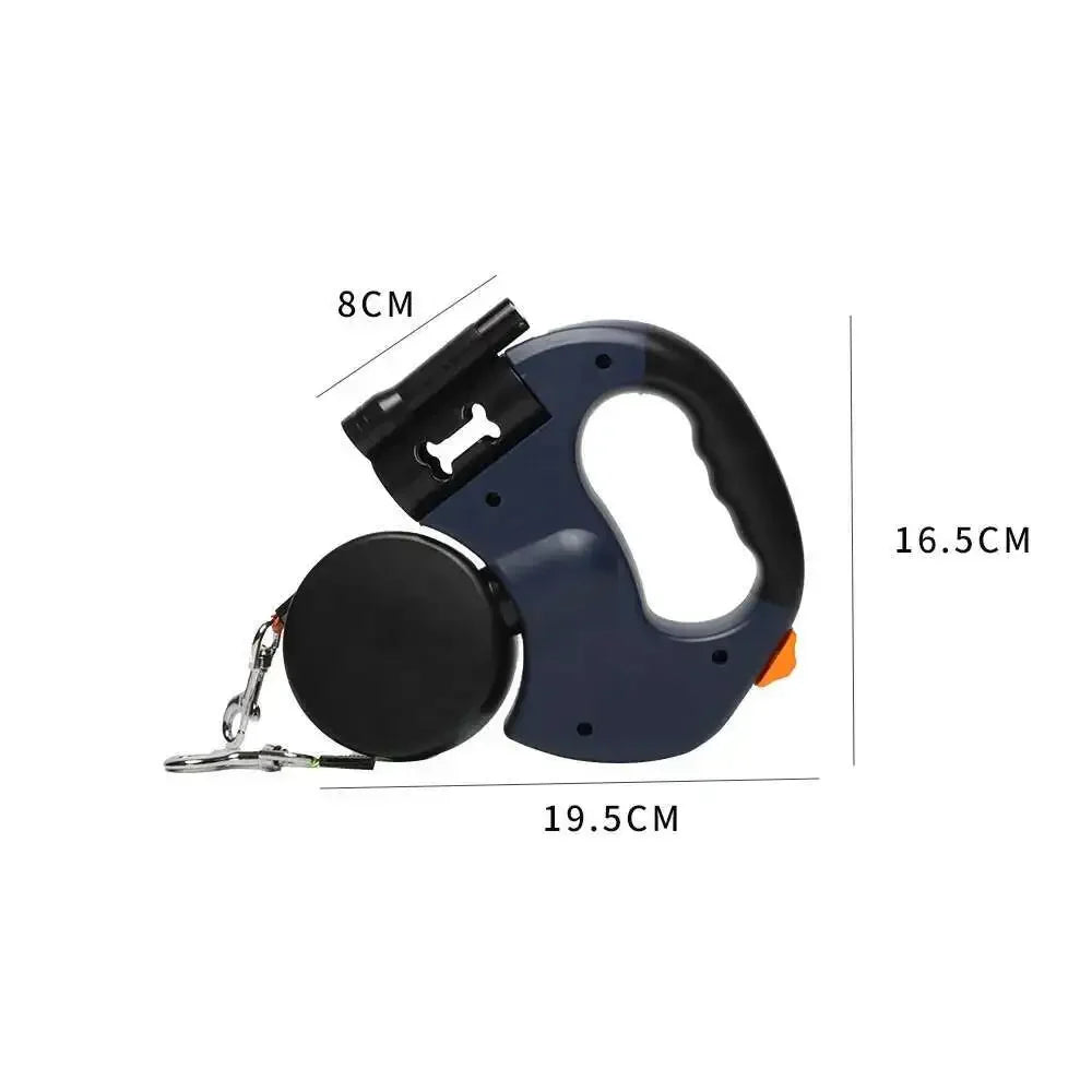 Auto Retractable Double-Ended Dog Leash 3m with LED Flashlight Waste Bag Box Roulette 360 Degree Dual Traction Rope Pet Supplies