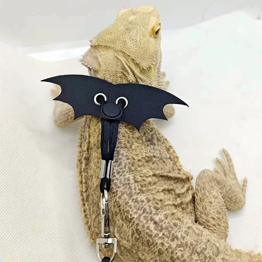Multi Lizard Leash Harness Soft Padding Reptile Leather Dragon Wings Vest Top with Hook and Loop Small Animals Cute Clothes